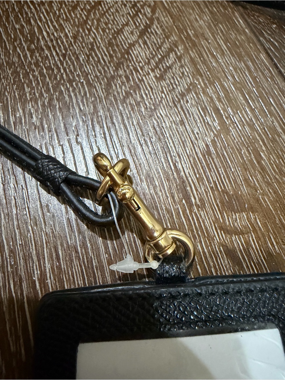 NWT Coach Black Leather Cardholder Lanyard with Gold Hardware - Picture 4 of 5